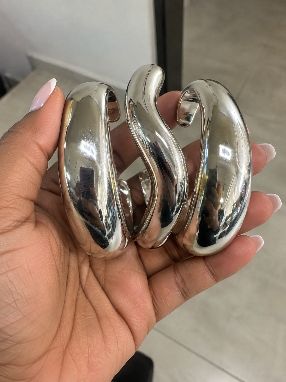Polished Silver-Tone Chunky Cuff Bracelet - Women Accessories